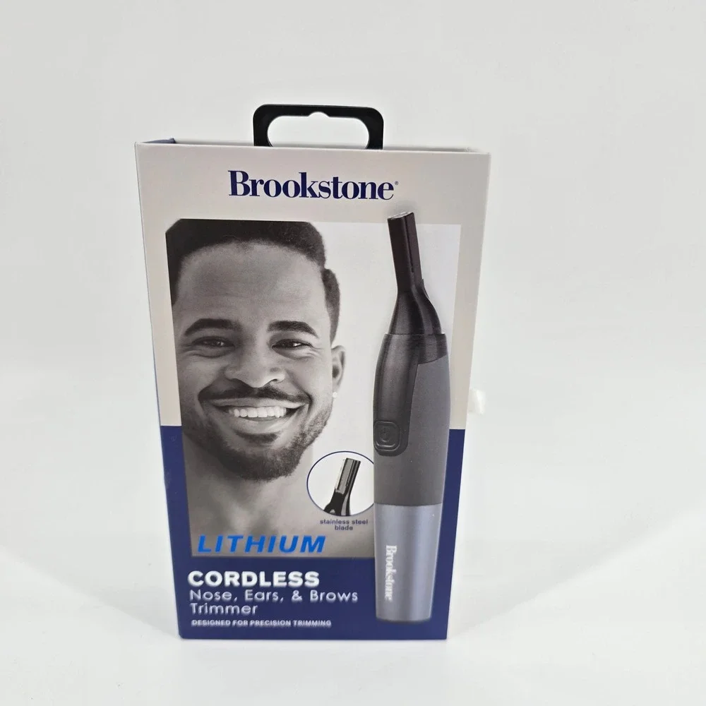 Brookstone Nose Ears Brows Trimmer Mens Cordless Lithium Rechargeable Black NIB